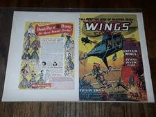 WINGS #124 ORIG PRINTER PROOF COVER ADs & MARGINS PRE-CODE WAR HORROR GOLDEN AGE