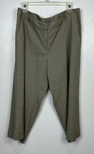J. Jill Gray Linen Blend Stretch Mid Rise Straight Leg Crop Pants Size 16