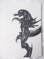 A4 Art Marker Pen Sketch Drawing Alien Warrior Drone Standing
