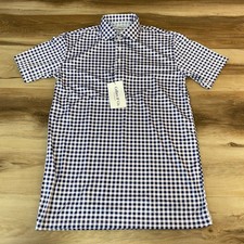 Collars  Co Mens Small Gingham Short Sleeve Button Down Dress Collar Polo Shirt