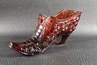 Boyd's Crystal Art Glass BOW SLIPPER #186 HONEYCOMB 5-12-03 Brown Shoe NOS — photo 2