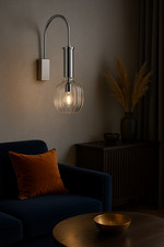 Image of Wall Light Clear Glass Polished Chrome Single Modern Indoor Lamp Kasha