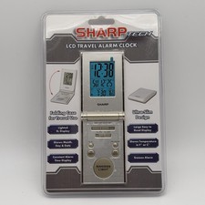 Sharp Tech LCD Ultra Slim Folding Travel Alarm Clock SPC430 Silver Digital NEW