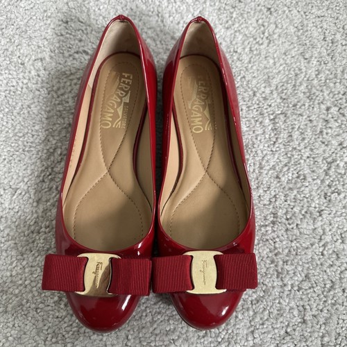 Salvatore Ferragamo Red Rosso Varina Bow Flats Shoes 5 B