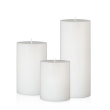 Set of 3 Different Sizes White Pillar Candles, Unscented Dripless 2.75x3, 2.7...