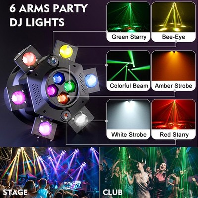6 Arms Bee Eyes LED Moving Head Strobe Effect Light DJ Party Bar DMX Stage Lamp