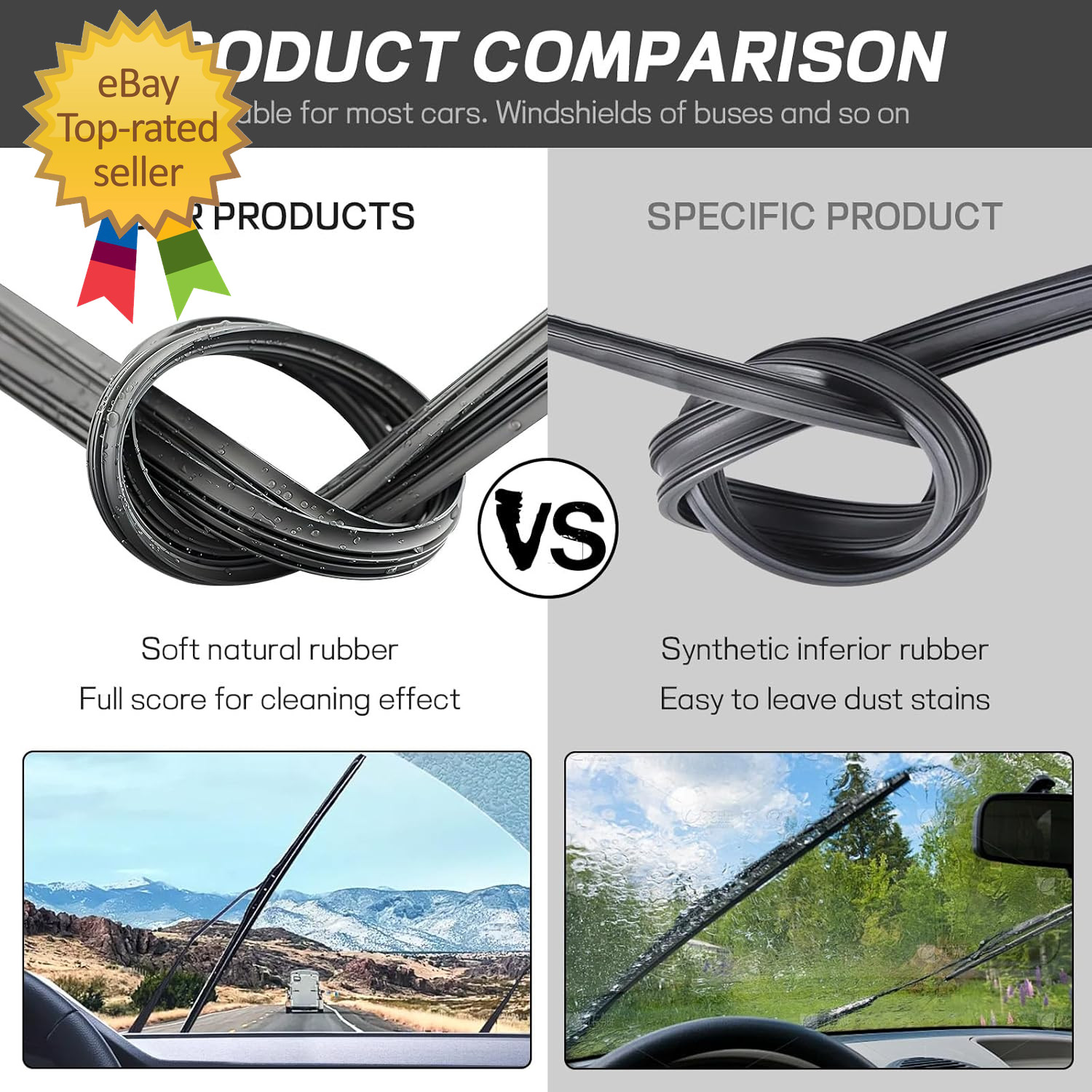 4PCS Car Windshield Wiper Blades Refills, 26" Adjustable Size of Universal Repla