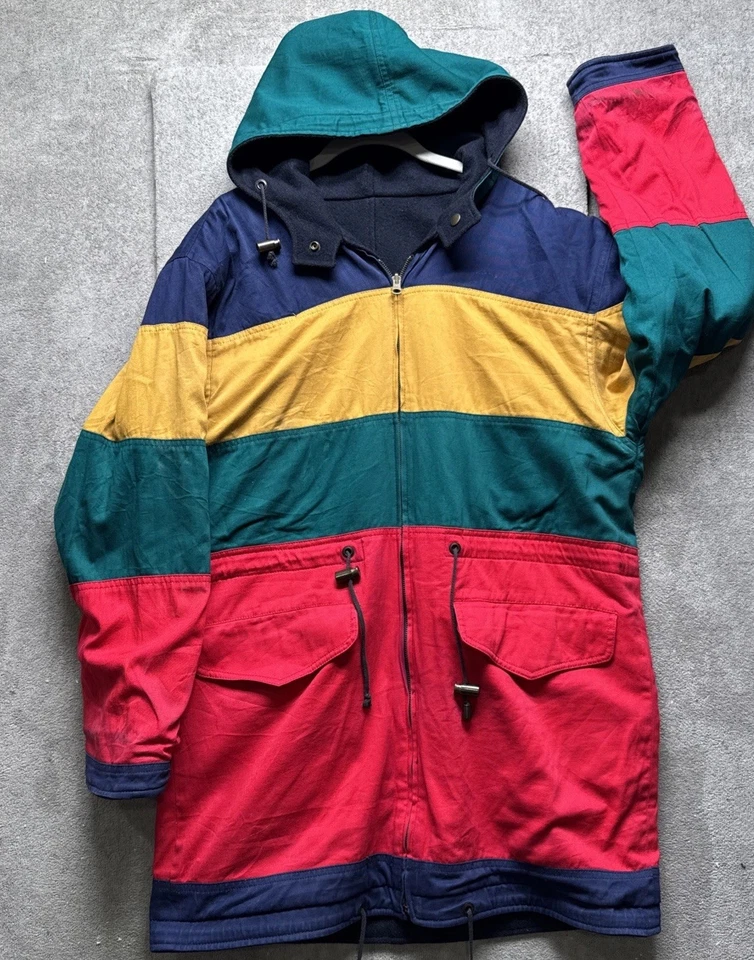 Maggie Lawrence Reversible Wool Coat Navy Blue Colorblock Hooded Toggle Small - Image 2 of 4