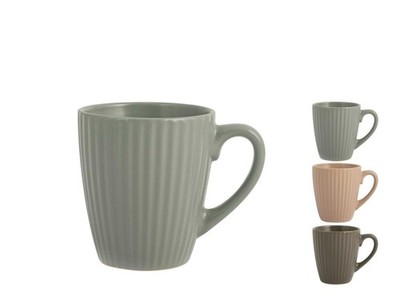 H&h Tea Cup Set 6 Stoneware Gres New Countryside Assorted Colors MISTI