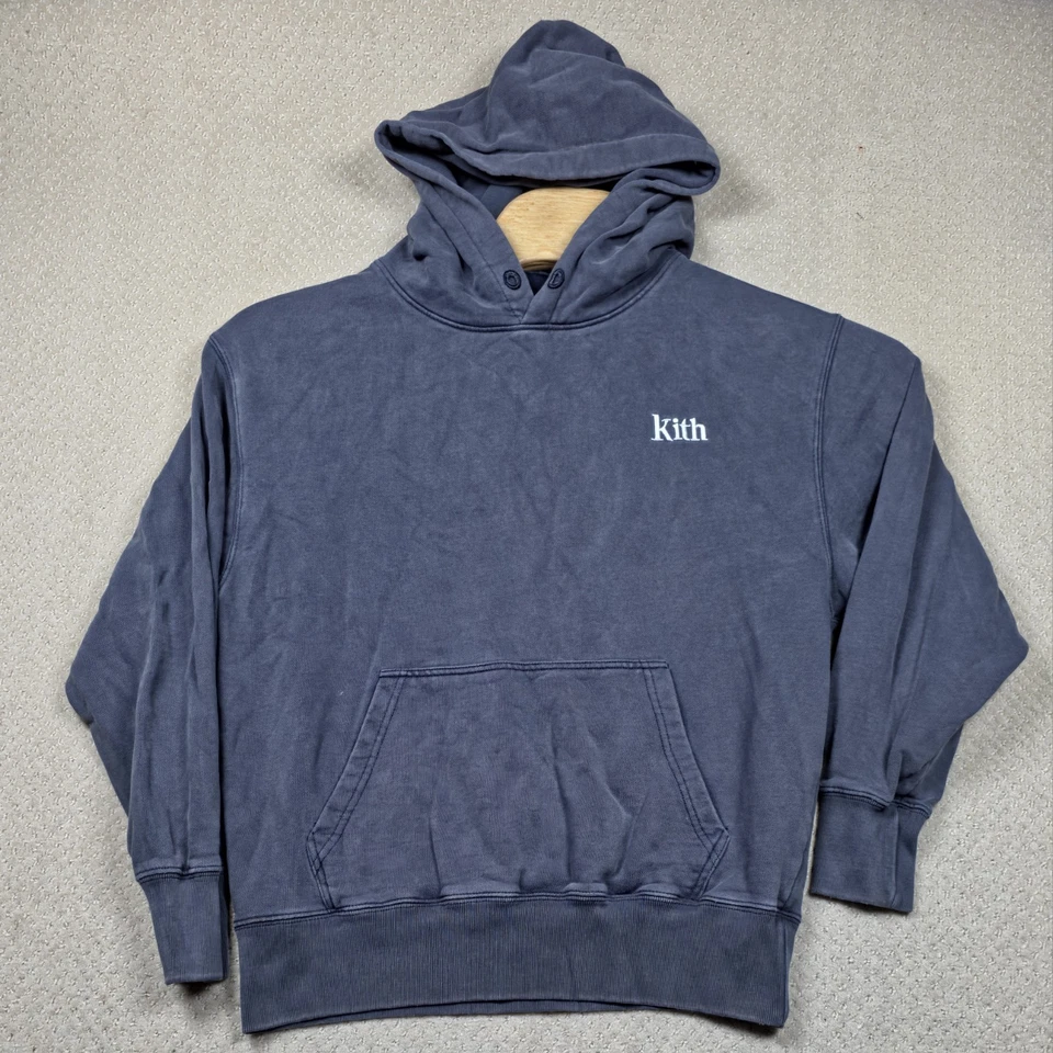 Sudadera con Capucha Kith Williams II Para Hombre Mediana Azul Lavado Logo Bordado Foto 2 de 4
