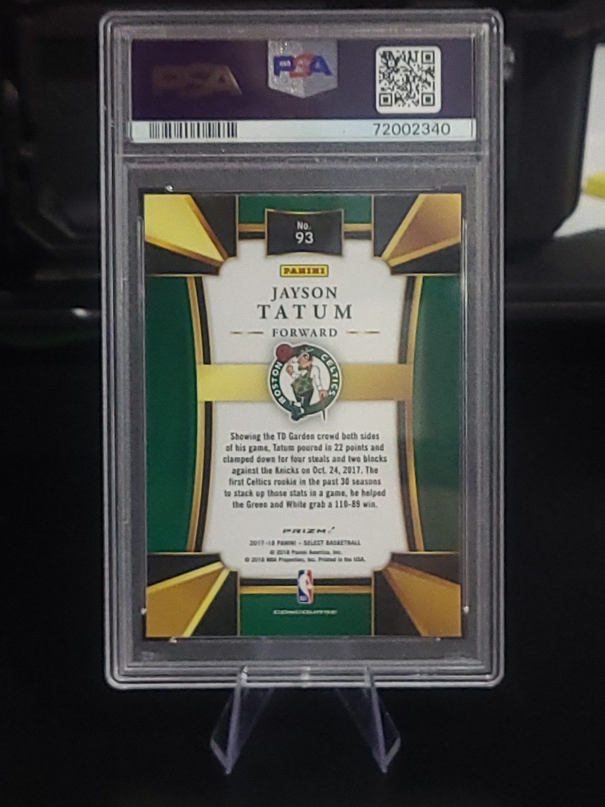 2017-18 Jayson Tatum #93 Select Concourse Scope Prizm PSA 10 view 2