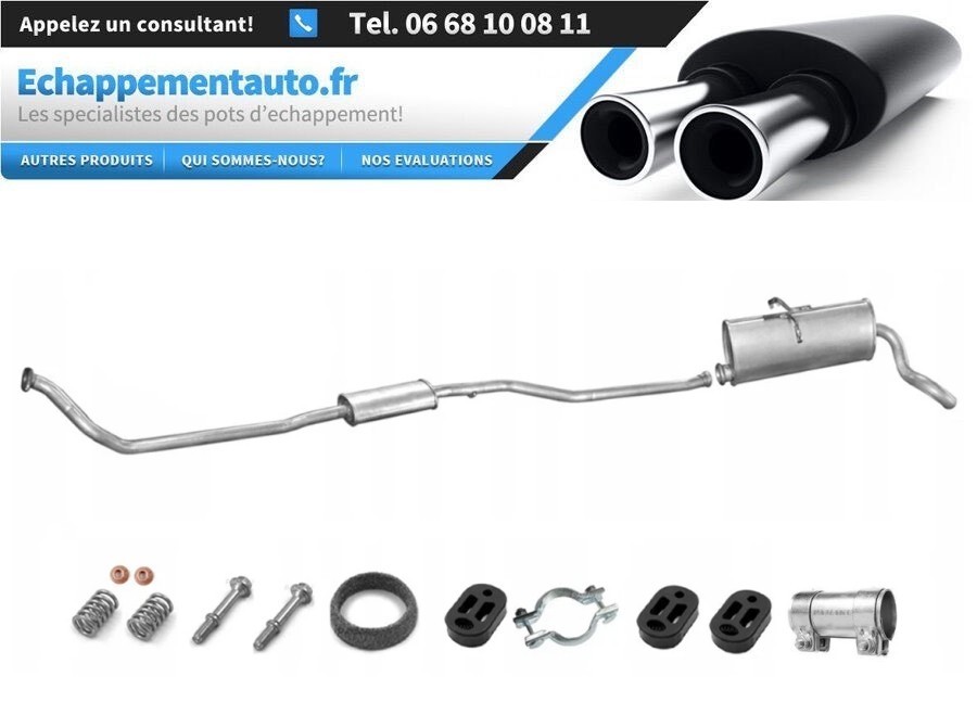Échappement arrière Citroën Berlingo 1.9D 1998 en acier avec kit montage