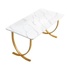 Uimoso Executive Desk 63x31.5" Spacious Modern Office Computer Table White Gold