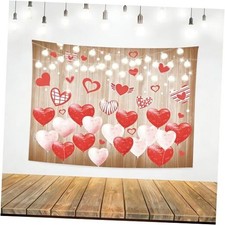 Valentine  s Day Backdrop Decoration Wooden Love Heart Design Background Decor