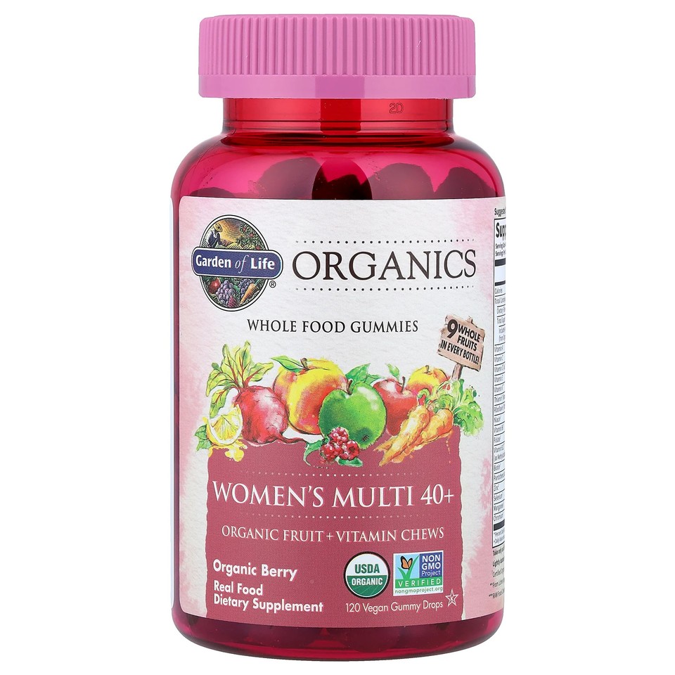 Organics, Women's Multi 40+ Gummies, Organic Berry, 120 Vegan Gummy Drops