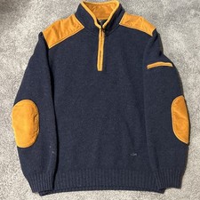 Paul  Shark Yaughting 100 Wool Quarterzip Sweater Navy Size M 21.5 X 26.5 Inch