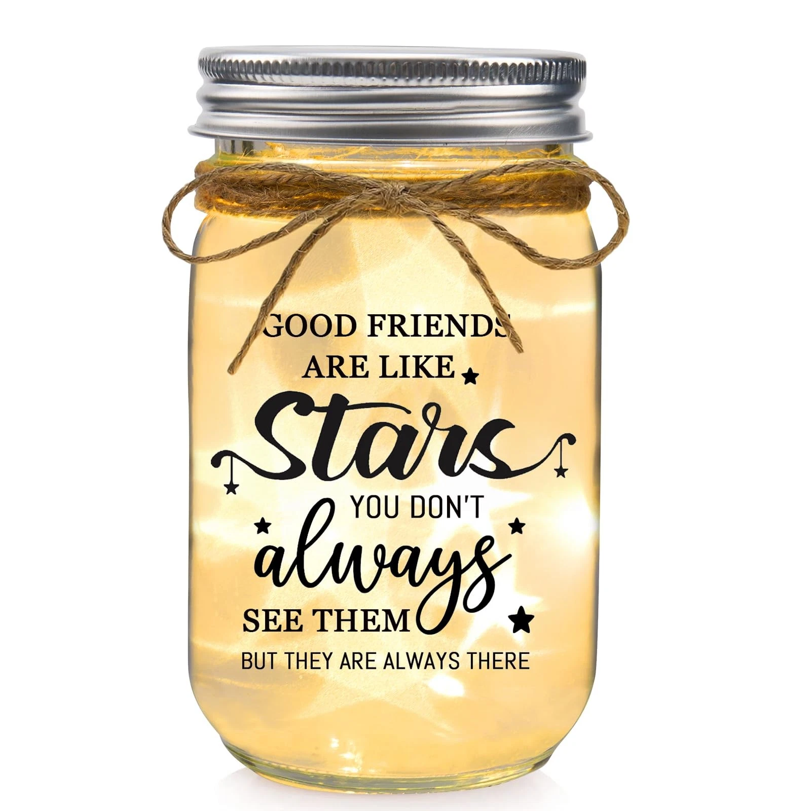 "Mason Jar Night Light for Friends, Unique Gift for Women, 10 LED String"
