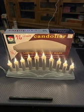 Vintage 10 Light Candolier Midget Bulbs In Orig Box 10" Christmas Lights Tested