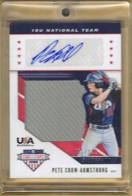 PETE CROW ARMSTRONG 2019 PANINI STARS & STRIPES SILHOUETTES AUTO JERSEY 035/199