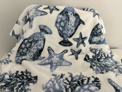 Legacy & Main Coastal Patterned Luxury Throw Blanket Sea Life/Ocean/Fish