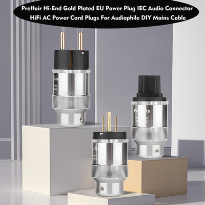   Audiophile Power Plug Gold Plated EU US AU Schuko HiFi Cable C13 Connector