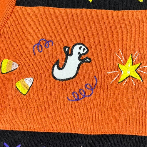 Halloween Cardigan Sweater Orange Witch Ghost Haunted House Onque Casuals Sz Med - Picture 9 of 14