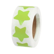 1 Roll Star Stickers 1 Inch DIY Adhesive PVC Label 500 Count/Roll Slight Green