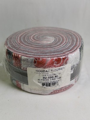 Holiday Flourish Peggy Toole Silver ColorStory 2.5'' Jelly Roll 40 Strips Fabric