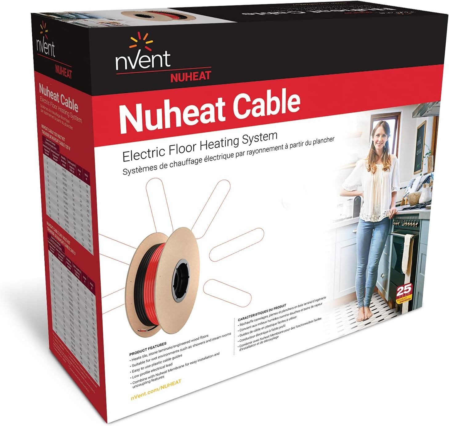 Nuheat cable, 240 V, 25 sq. ft., 1.3 Amps. Cable length 102'- N2C025