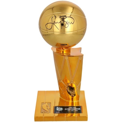 Larry Bird Boston Celtics Signed Larry OBrien Trophy Fanatics Authentic