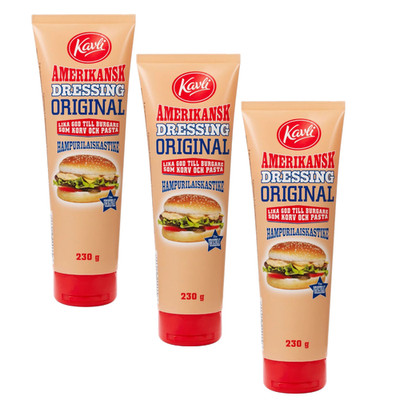 3x Kavli American Dressing Original 230g Schwedische Burger Sauce Senf Ei
