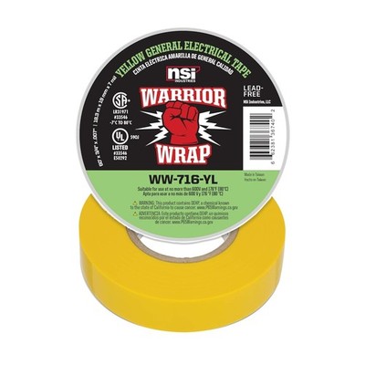 NSI WW-716-WT WarriorWrap General 7 mil Vinyl Electrical Tape, 3/4'' Width, 60' L