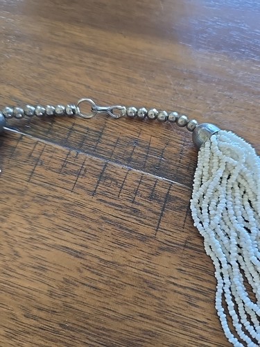 Antiguo collar llamativo de plata esterlina y cuentas de semillas de 27" - Imagen 4 de 7