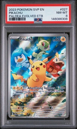 2023 POKEMON SVP EN-SV BLACK STAR PROMO #027 PIKACHU PSA 8