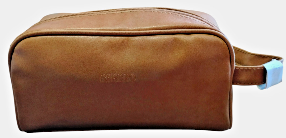 Charro Beauty Case Caramello Uomo | Must-Have Viaggio Ecopelle 2 Zip