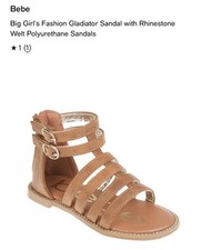Bebe Girls Brown Gladiator Style Children  s Sandal W/ Rhinestones