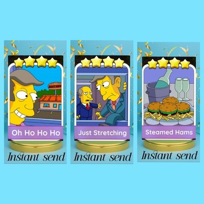 Oh Ho Ho Ho & Just Stretching & Steamed Hams Monopoly Go 4 star Sticker 