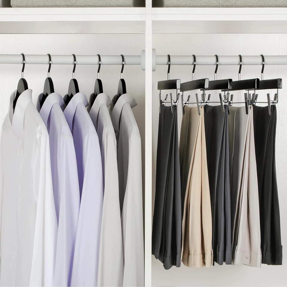 Pantalones de madera negros para perchas falda jeans o pantalones pantalones 20 con clips Foto 3 de 4