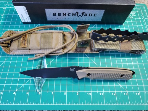 Benchmade Nimravus 141SBKSN W/ Coyote Handle Scales & 154CM Fixed Blade Tanto