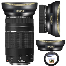 PANORAMIC + MACRO LENS FOR Canon EF 75-300mm f/4-5.6 III Lens EOS Rebel T5 T7
