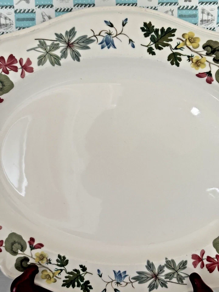 Vintage Wedgwood  ‘Richmond’ Oval Platter scalloped edge floral trim 14” X 11” - Image 2 of 4