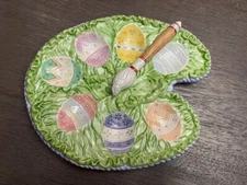 Easter Deviled Egg Platter Painters Palette With Easter Eggs Ceramic 3D