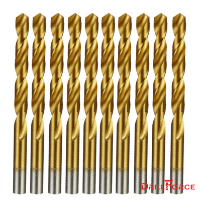10PCS 1/4'' Drill Bit Set HSS Titanium Jobber Length Twist Metal Drill Bits Tools