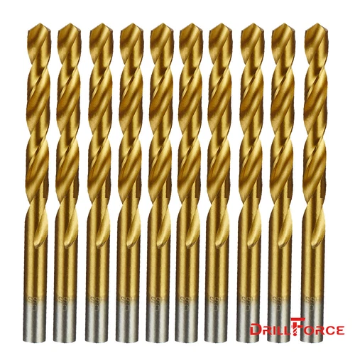 10PCS 1/4" Drill Bit Set HSS Titanium Jobber Length Twist Metal Drill Bits Tools
