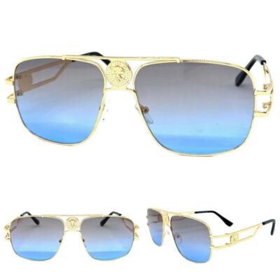 レド様 CLASSY Elegant Vintage Retro Hip Hop Style SUNGLASSES Square Gold