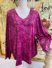 Soft & Cozy Company Pink Scroll Plush Fleece Pajama Lounge Top 3X New