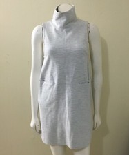 Free People Getaway Shift Dress Women's Size XS Gray Cotton Mock Neck Pockets