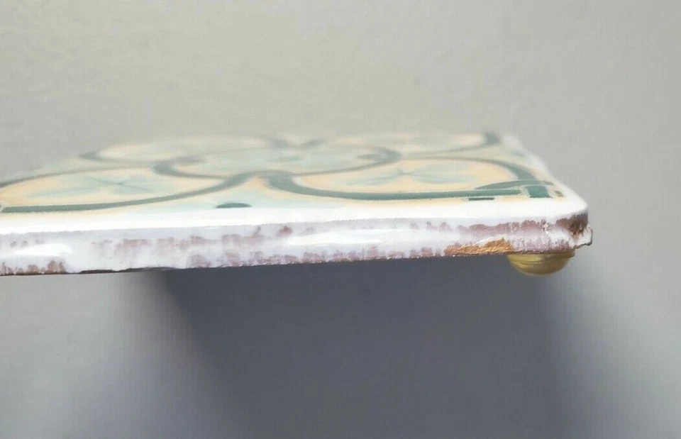 绿色和白色花卉三叶草墨西哥瓷砖铆钉4英寸小号带脚 — 第 4/4 张图片