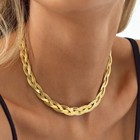 Solid 18K Gold Filled TarnishFree 18" TriStrand Womens 10mm Herringbone Necklace