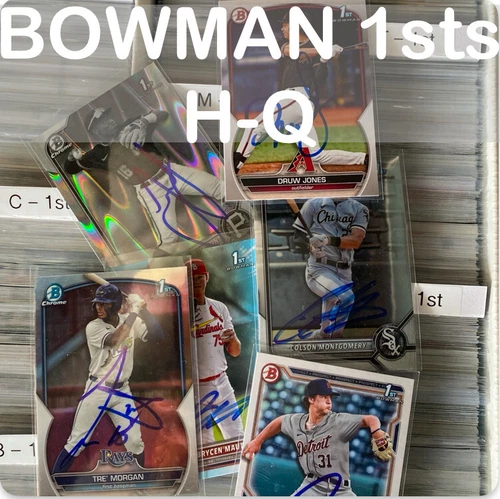 Bowman 1st IP Auto H - Q Prospects Rookie RC In Person Autographed Cards Chrome